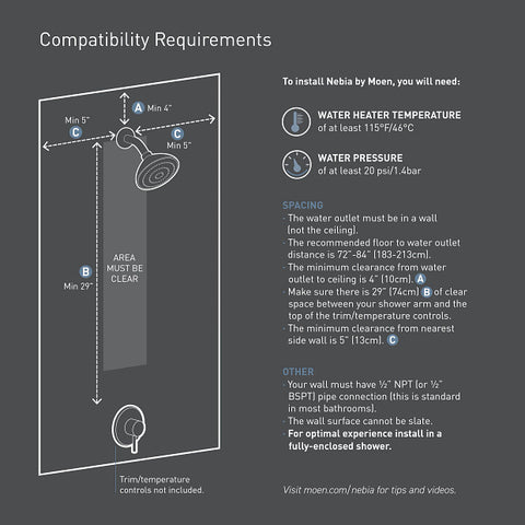 Moen NEBIA Matte Black/Chrome One-Function 7.9 Diameter Spray Head Rainshower With Handshower