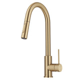 OLETTO Contemporary Brushed Gold Pull-Down Single Handle Kitchen Faucet