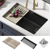 30 Undermount Granite Composite Single Bowl Kitchen Sink - Metallic Black W/ Accessories