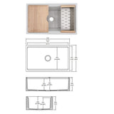 33 White Fireclay Single Bowl Farmhouse Sink with Accessories