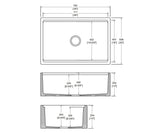 30 White Fireclay Single Bowl Farmhouse Sink with Accessories