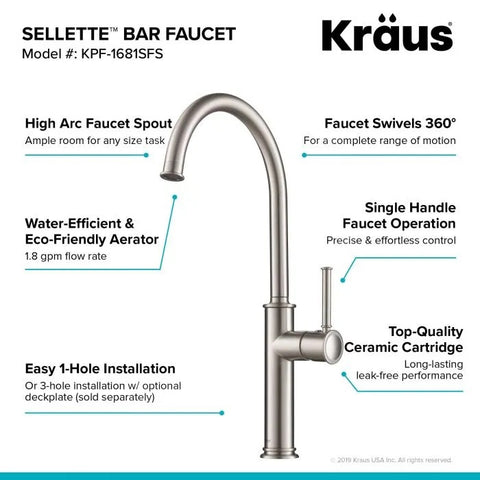 SELLETTE Spot Free Stainless Single Handle Kitchen Faucet