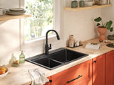 Moen® Host™ 33 Matte Black Granite Dual Mount Double Bowl Sink