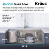 KORE Workstation 33 Single Bowl SS Farmhouse Kitchen Sink - Bowed Front