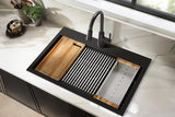 Moen® Luxe Chef™ Workstation 33 Matte Black Granite Dual Mount Single Bowl Sink With Accessories