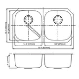 Undermount Double Equal Bowl SS Kitchen Sink