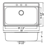 Large Single Bowl Stainless Steel Sink - Top Mount