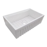 33 White Fireclay Single Bowl Farmhouse Sink with Accessories