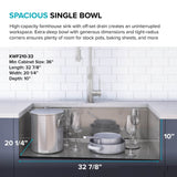 KORE Workstation 30 Single Bowl SS Farmhouse Kitchen Sink - Bowed Front