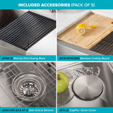 KORE Workstation 33 Single Bowl SS Farmhouse Kitchen Sink - Bowed Front