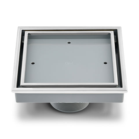 VEIL 5-3/4 Square (Tile-In) Shower Drain - Satin Chrome Trim