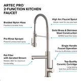 Kraus ARTEC PRO Commercial Style Pre-Rinse Kitchen Faucet in Spot Free Stainless Steel