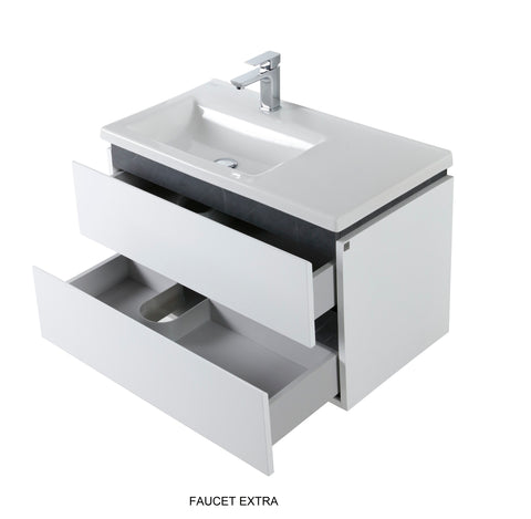 PONTUS PLUS White Wall Hung Vanity - 80 CM