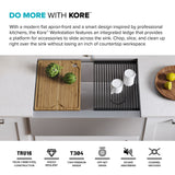 KORE Workstation 30 Apron Front SS Single Bowl Kitchen Sink - FLAT FRONT