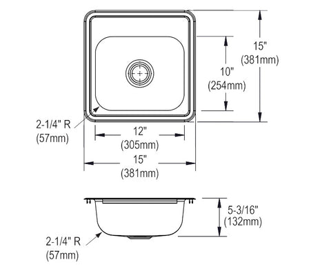Bar/Prep Sink Stainless Steel - Top Mount