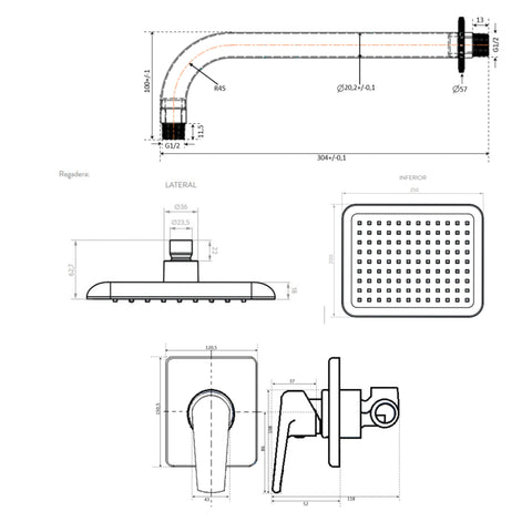 Corona GRETA Matte Black Shower