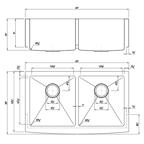 Double Bowl SS Farmhouse Sink