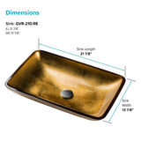 Rectangular Gold Glass Vessel Sink, 22 inch