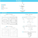 RIA 4" SQUARE Shower Drain - Satin Chrome