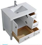 36 X 22 WHITE Single Vanity with a Quartz Top