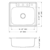 Single Bowl SS Kitchen Sink 4H