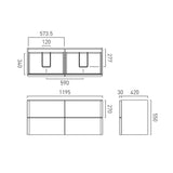 Natural Oak 1200mm Vanity Unit with 4 drawers with Top