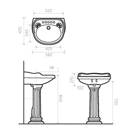 White MAZARA Pedestal Basin COMBO