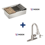 Moen LUXE CHEF SS Single Bowl Workstation Sink Combo with BAYHILL SRS Faucet