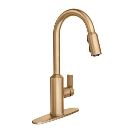 Moen 87270BZG MEENA Bronzed Gold One-Handle High Arc Pulldown Kitchen Faucet