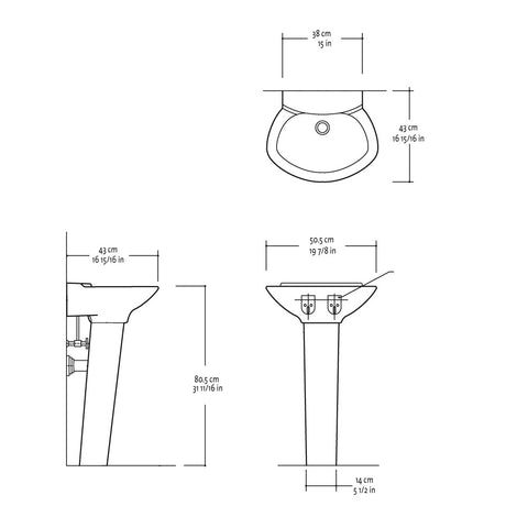 White AVANTI Pedestal Basin COMBO