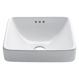 White ELAVO Square Semi-Recessed Vessel Sink