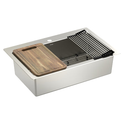 Moen LUXE CHEF SS Single Bowl Workstation Sink Combo with BAYHILL SRS Faucet