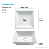 White SQUARE 16-1/2" Vessel Sink