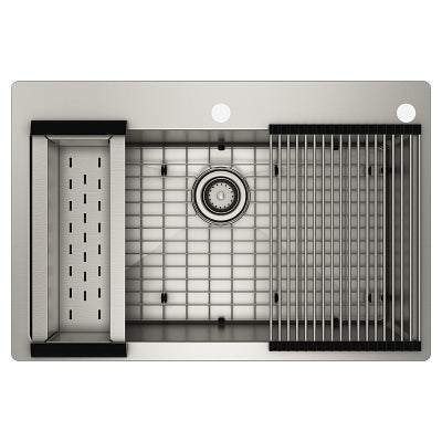 Moen LUXE CHEF SS Single Bowl Workstation Sink Combo with BAYHILL SRS Faucet