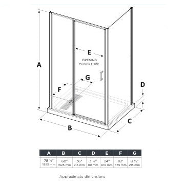 60 X 36 Shower Base with BLACK Shower Enclosure