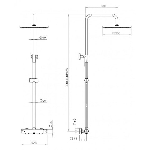 ARCO Chrome Dual Outlet Shower with Hand Shower