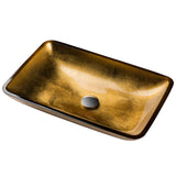 Rectangular Gold Glass Vessel Sink, 22 inch