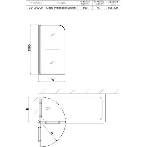 Clear Single Panel Bath Screen SHOWROOM