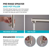 ARTEC PRO Commercial Style Pre-Rinse Kitchen Faucet in Spot Free Stainless Steel