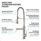 ARTEC PRO Commercial Style Pre-Rinse Kitchen Faucet in Spot Free Stainless Steel