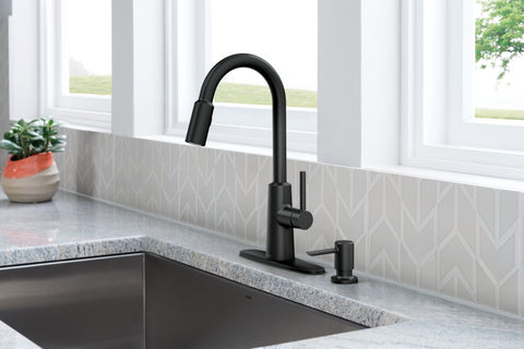 NORI Matte Black One-Handle High Arc Pulldown Kitchen Faucet