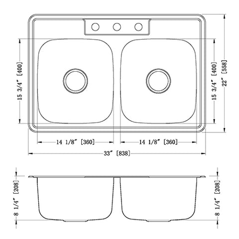 Double Bowl Stainless Steel Kitchen Sink - Top Mount