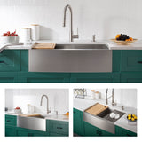 KORE Workstation 33-inch 16 Gauge Stainless Steel Single Bowl Farmhouse Kitchen Sink